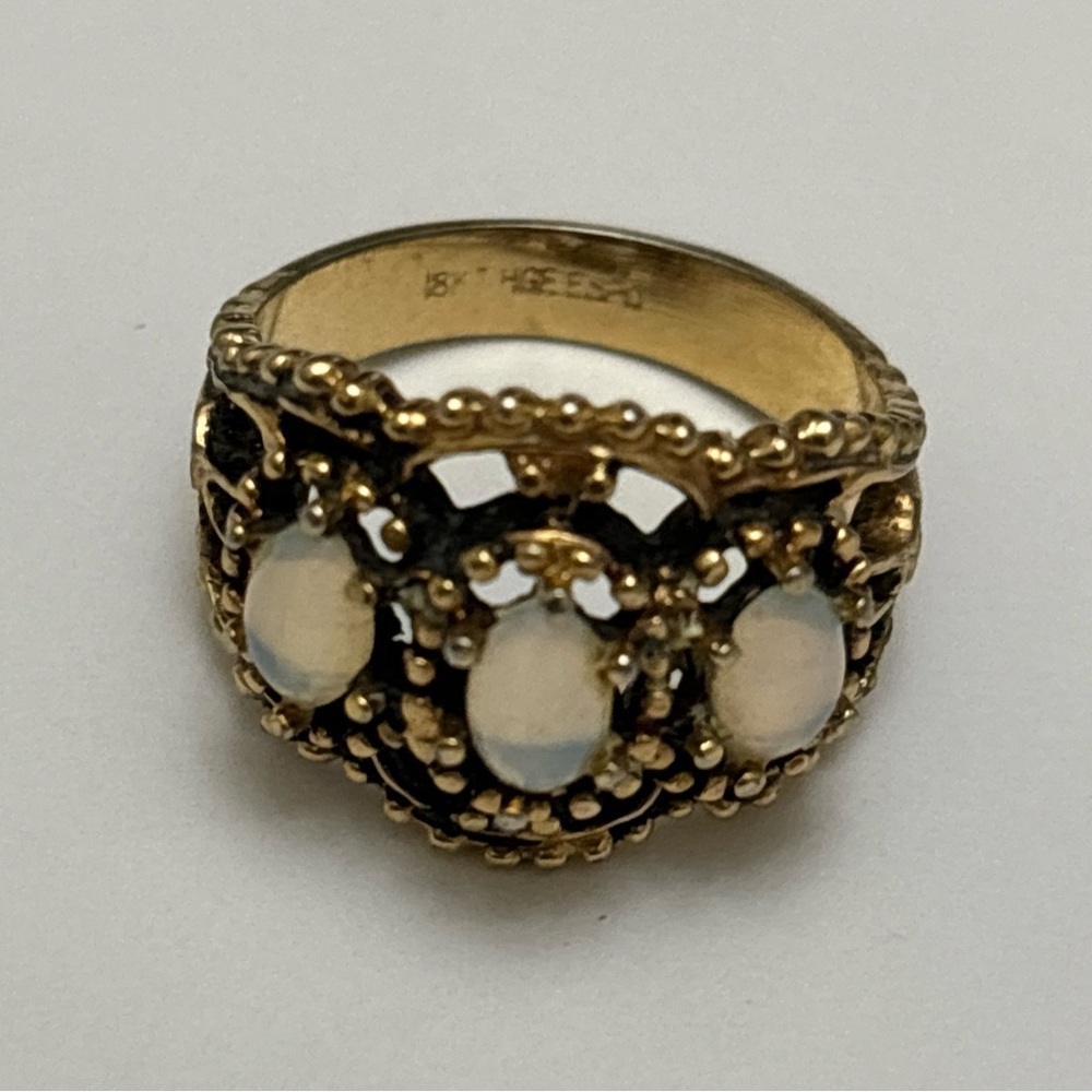 Vintage Gold and White Opal Ring